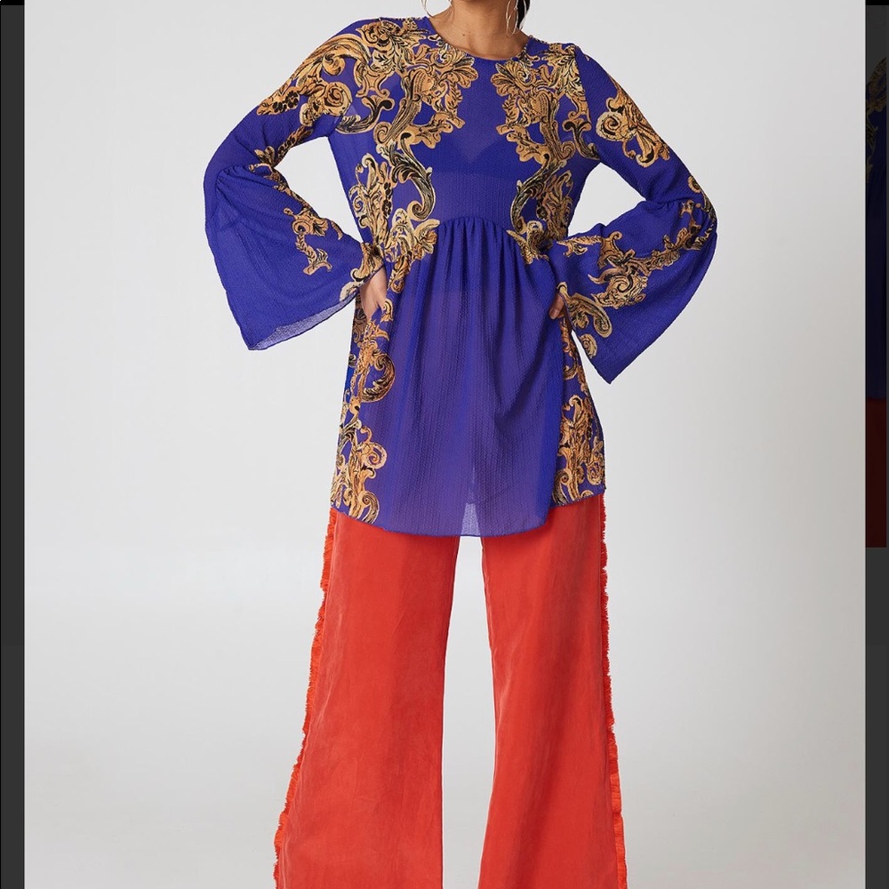 Free People Dress Royal blue with gold